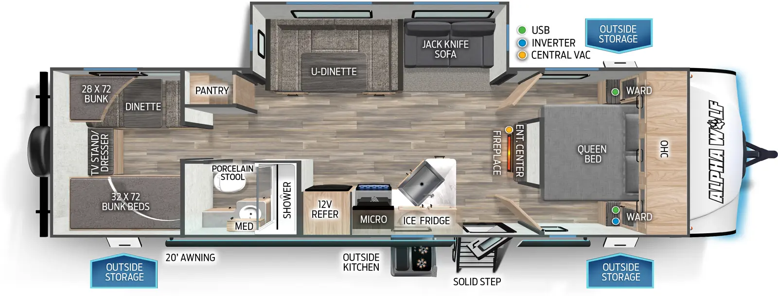 Alpha Wolf 280QBS Floorplan